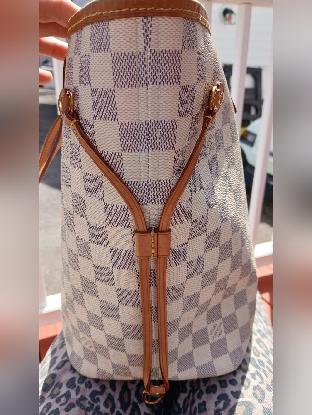 Louis Vuitton MM Medium Authentic Neverfull Damier Azur White Tote Bag . - Picture 15 of 16